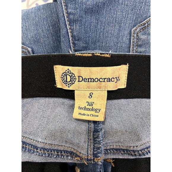Democracy "Ab" Technology Dark Wash Frayed Hem Straight Leg Cropped Jeans - Picture 6 of 7